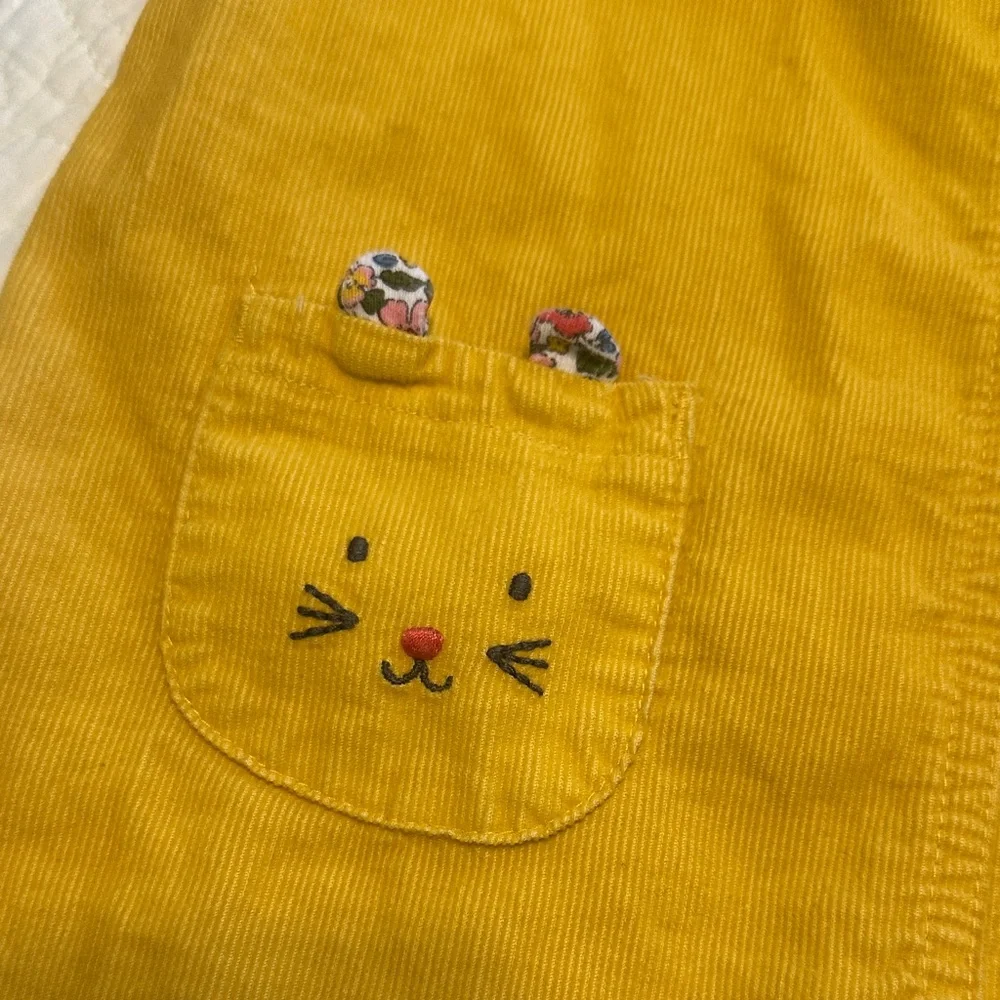 Carter's Mustard Corduroy Dress‎ with Cat Pockets girls size 24 months